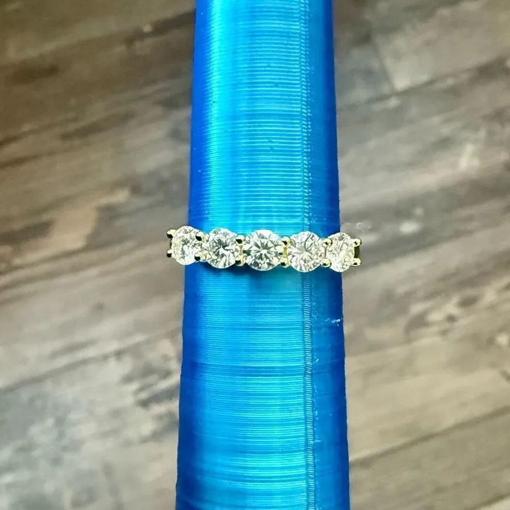 Radiance Reimagined: 1.25ct Five-Stone Moissanite Ring in 14k Gold Vermeil Sz 6